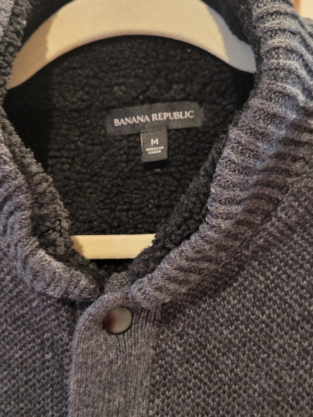 Banana Republic M Sweater Vest/Gray- Black Wool Nylon Ctn Blend.Zip front
